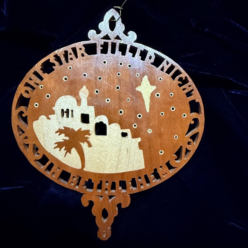 Vintage Wooden Holiday Ornament with Star Design